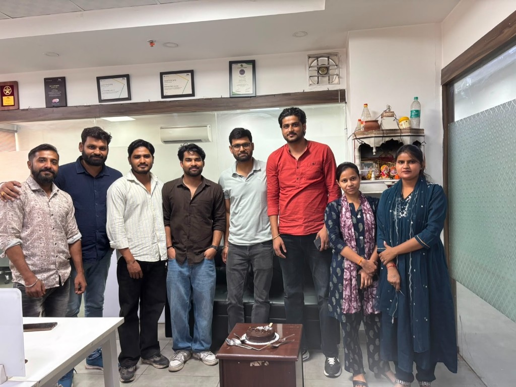 Team gathering during a special occasion